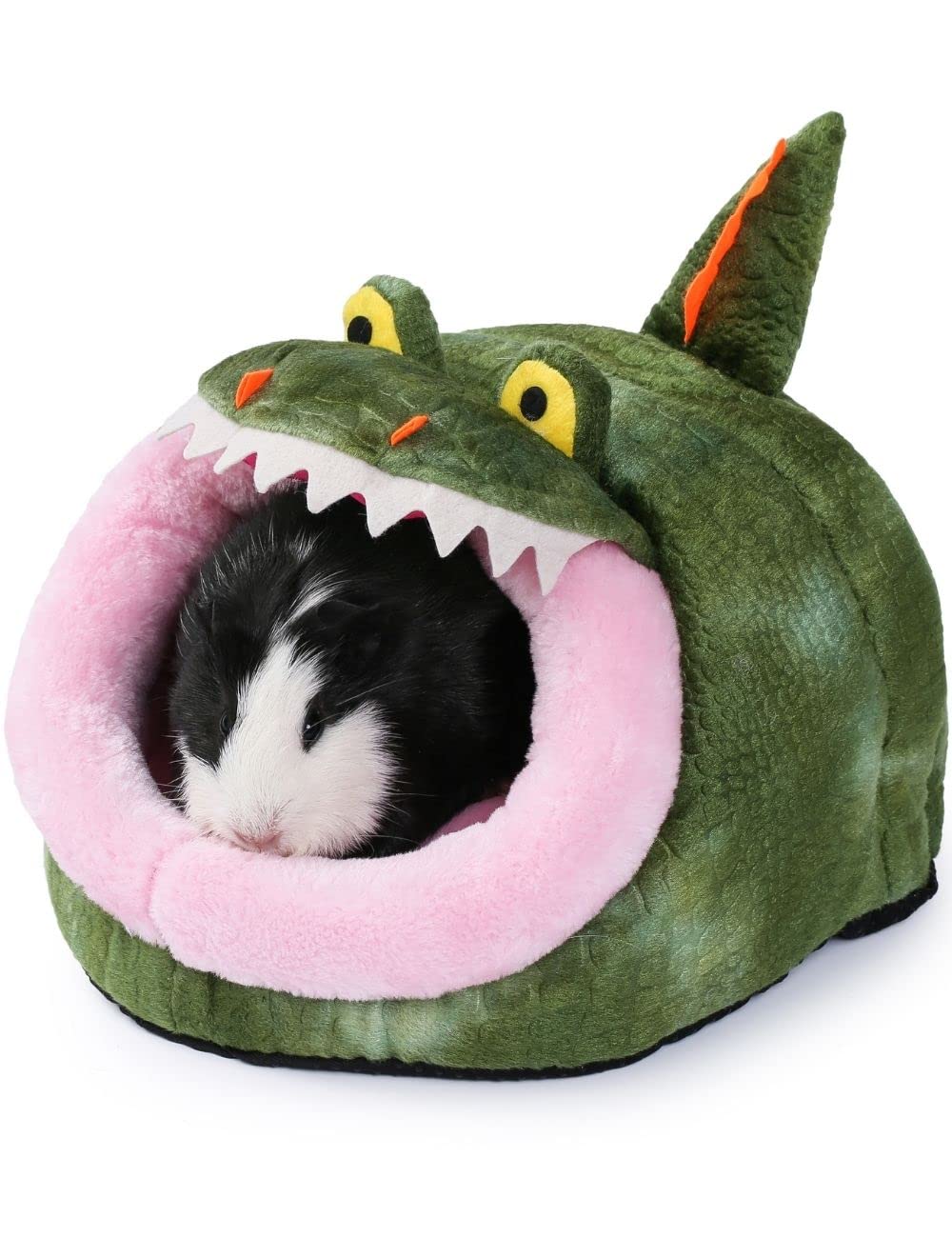 JanYoo Bearded Dragon Ferret Accessories for Cage Chinchilla Hideout Cave Bed Toys House Cute Cube Cup Hide Large(L,Crocodile)