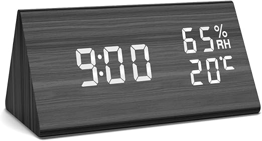 Nbpower Wecker Digitaler Led Wecker Uhr Holz Standuhr