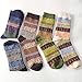 Loritta 5 Pairs Womens Vintage Style Winter Warm Thick Knit Wool Cozy Crew Socks, Multicolor 06