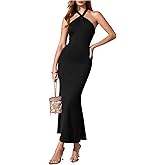 Floerns Women's Sexy Halter Maxi Dress Twist Backless Sleeveless Formal Cocktail Party Wedding Long Bodycon Dresses