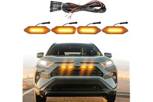 CFDSDE Front Grill Lights for Toyota RAV4 Accessories 2019-2024 LED Grille Lights for Hybrid LE SE XLE XSE Limited(Amber)