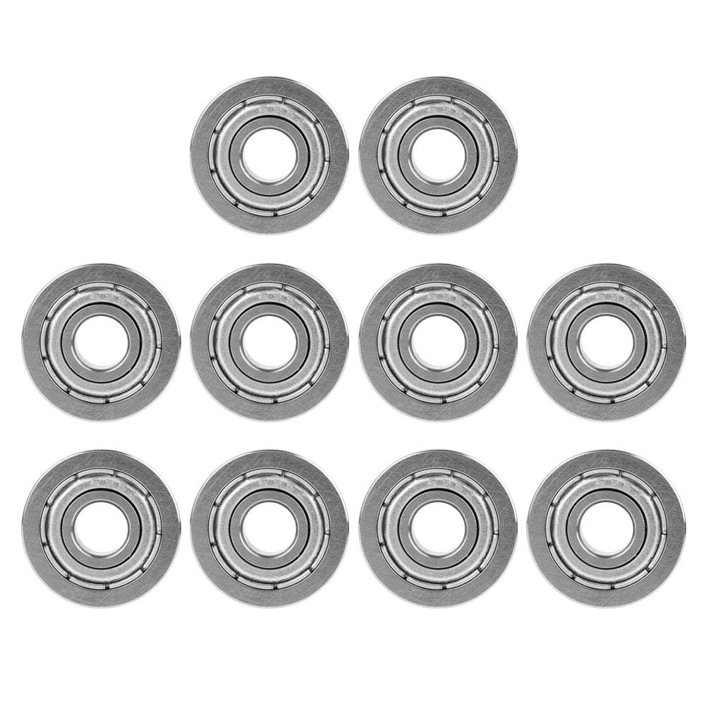 10Pcs F695ZZ Miniature Flanged Ball Bearings, High speed Universal Double-shielded Deep Groove Race Steel Bearings 5x13x4mm
