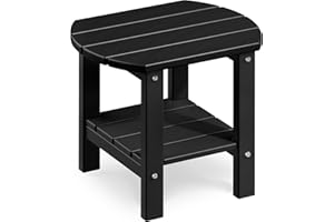 PASAMIC 2-Tier Adirondack Oval Outdoor Side Table, 17" HDPE Side Tables, Weather Resistant End Table for Patio, Backyard, Pool, Indoor Companion, Beach, Easy Maintenance (Black)