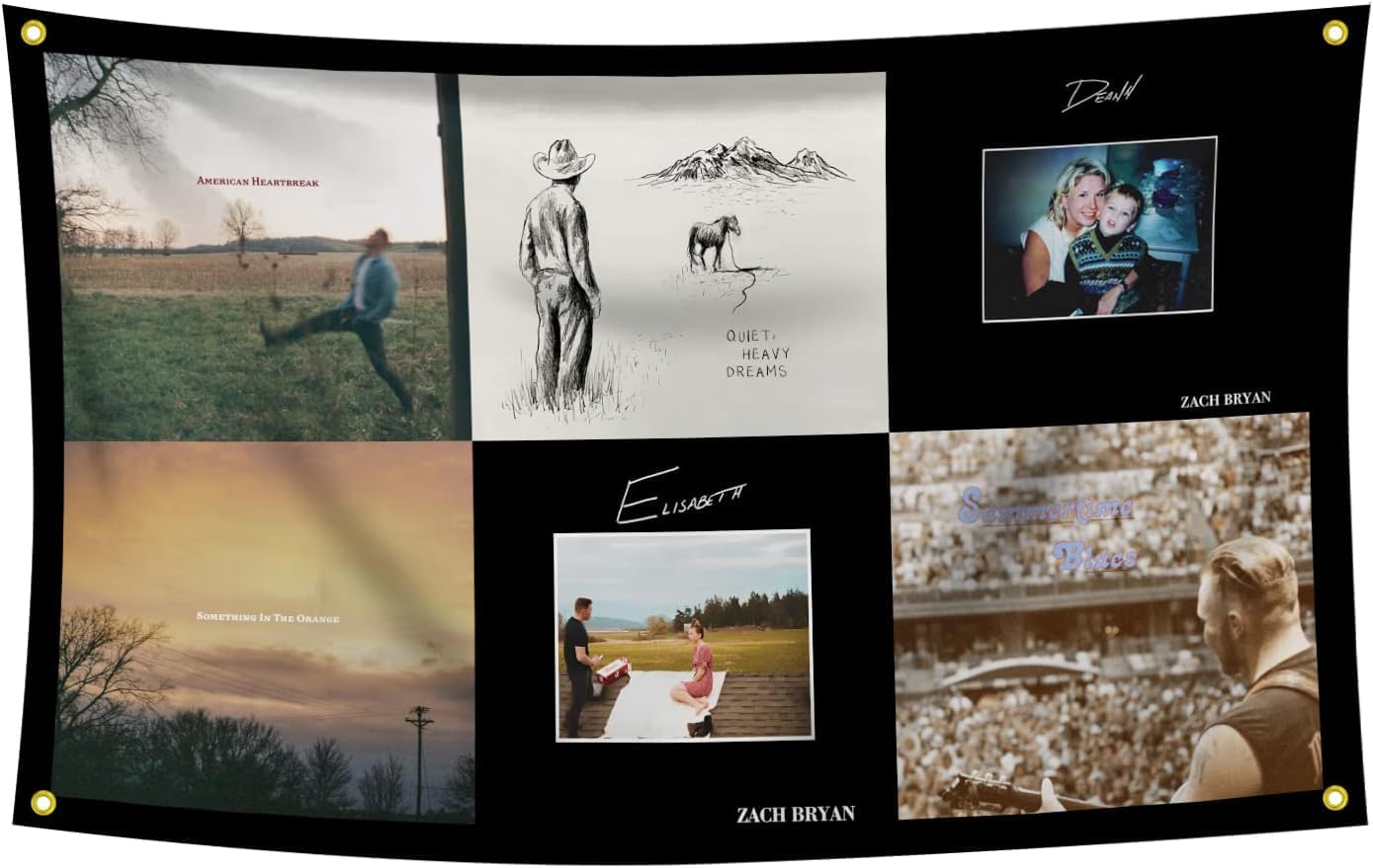 Tapestries - Zach Singer Bryan Flag Tapestry Country Music Album Cover Collage Tapestry Funny Tapestry Wall Hanging College Dorm Room Aesthetic Decor Home Decor (3x5 FT)