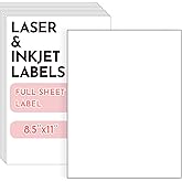 Yanoka 8.5"×11" Full Sheet Shipping Labels, 40 Sheets Matte White, Strong Adhesive Label Stickers for Mailing Packaging & Shipping, Compatible with Laser & Inkjet Printers