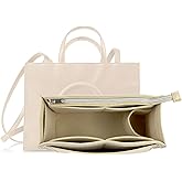 Purse Organizer Compatible with Telfar Bag Medium, Tote Bags Organizer Insert with Silver Zipper Pouch, 3MM Premium Felt Insert for Handbag, Sturdy and Durable (For Telfar Medium Shopping Bag, Beige)