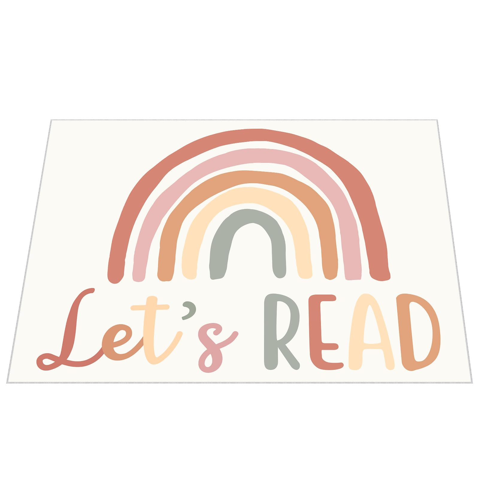 Photo 1 of Maasechs Reading Room Decor Carpet Boho Reading Corner Decor Classroom Area Rug Boho Rainbow Let's Read Corner Mat for School Home Library Decoration, 7' x 5'(Classic)