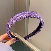 Wiwpar Rhinestone Headbands for Women Rhinestone Head Bands Wide Sparkly Hair Hoop Headbands Party Hair Accessories Purple (Style 2)