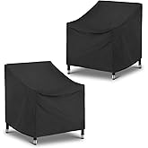 SunPatio 2 Pack Outdoor Chair Covers, Patio Furniture Covers Waterproof & FadeStop, Fits Adirondack, Swivel Rocking High Back Chairs, 34"W x 37"D x 36"H, Black