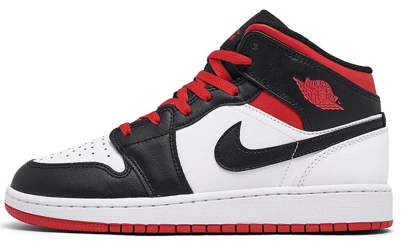 Big Kid's Jordan 1 Mid White/Gym Red-Black
