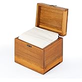 Acacia Box for 50 Disposable Clean Skin Towels XL (Towels NOT Included), Wooden Container for Face Towelettes Bathroom Counter Storage, Stone Bin for Cleansing Facial Dry Wipes