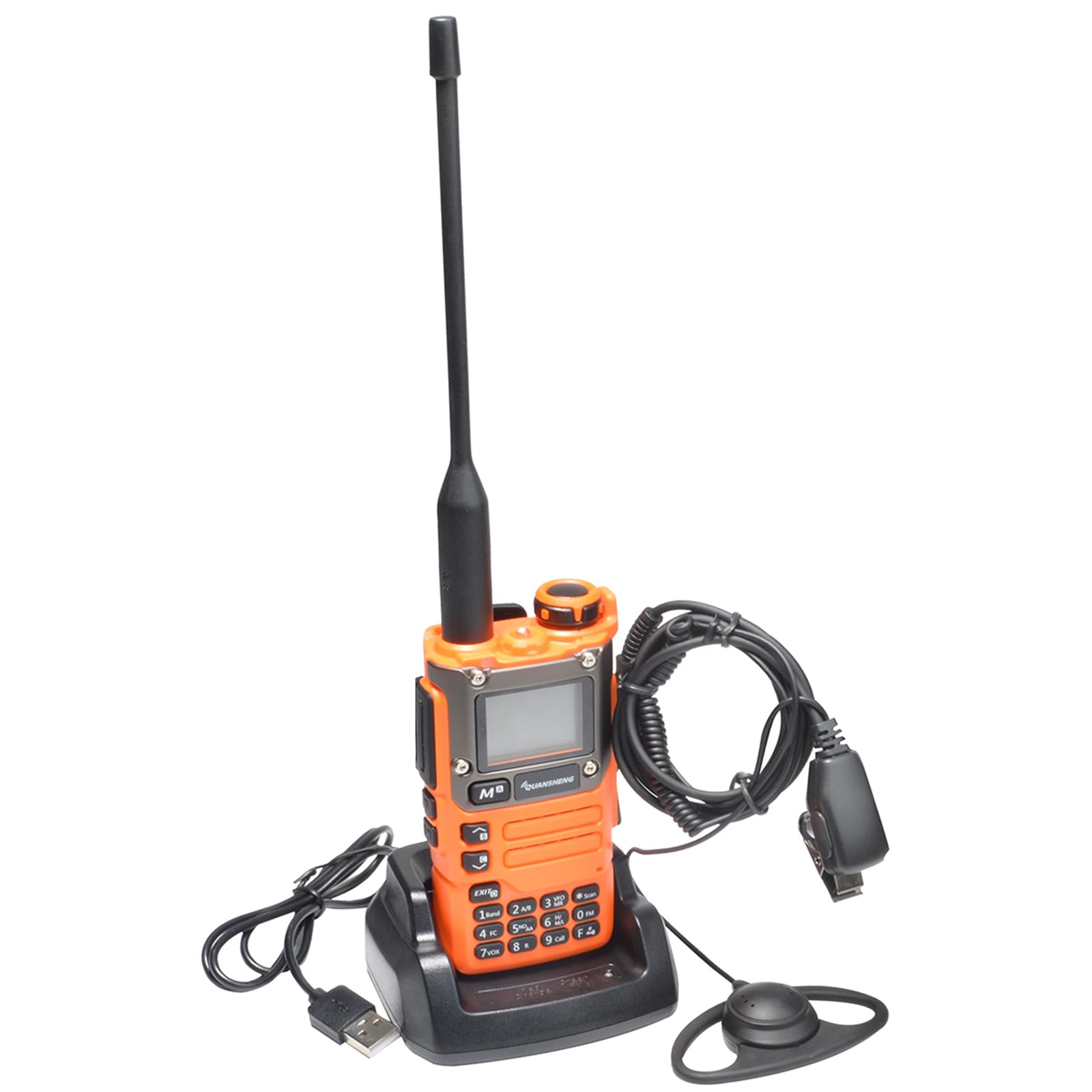 QUANSHENG UV-K6 5W Dual Band Two Way Radio UV-K5(8) with Programming Cable,Ham Handheld Long Range Walkie Talkie for Adults, AM/FM/DTMF Portable Radio Rechargeable with VOX (UV-K6 with d01ck)