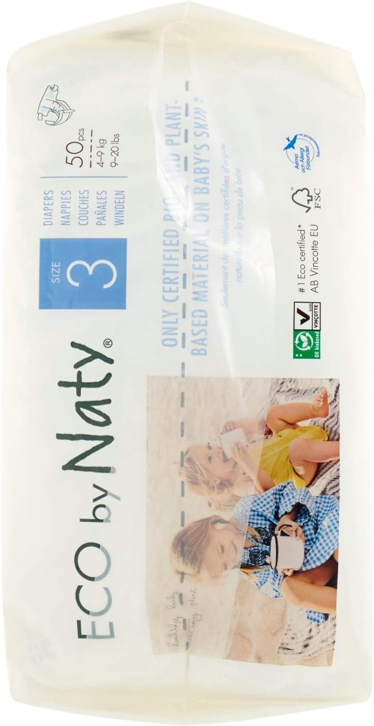 Eco by Naty Premium Disposable Diapers, Pack of 50, White, 50 Count (Pack of 1) - Image 5