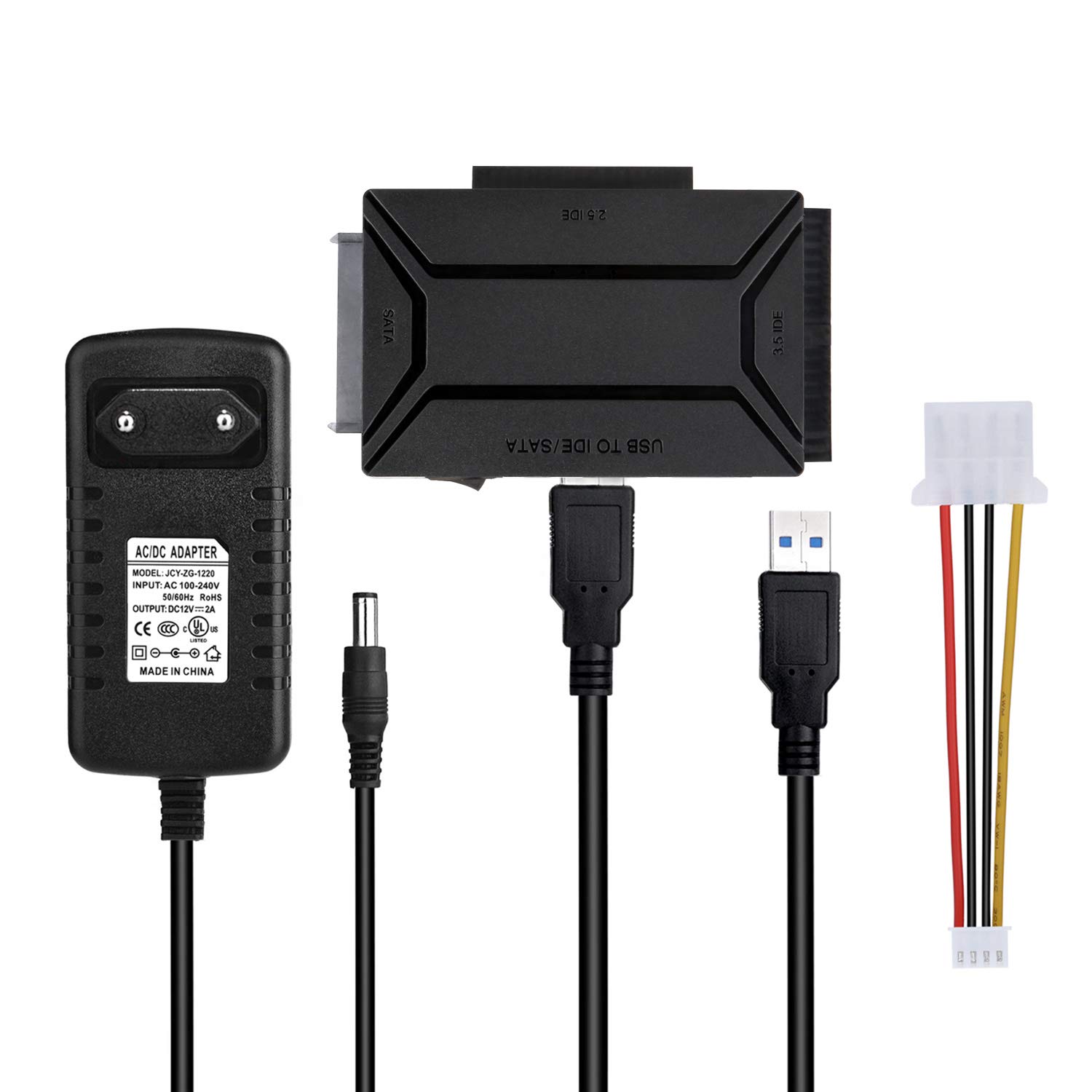 Agptek Usb 3 0 To Sata Ide 2 5 3 5 Inch Hard Drive Converter With Power Switch And 4 Pin Power Connector Super Speed Up To 6 Gbps Support 4tb Wiring Connecting Cables Interconnects Svanimal Com