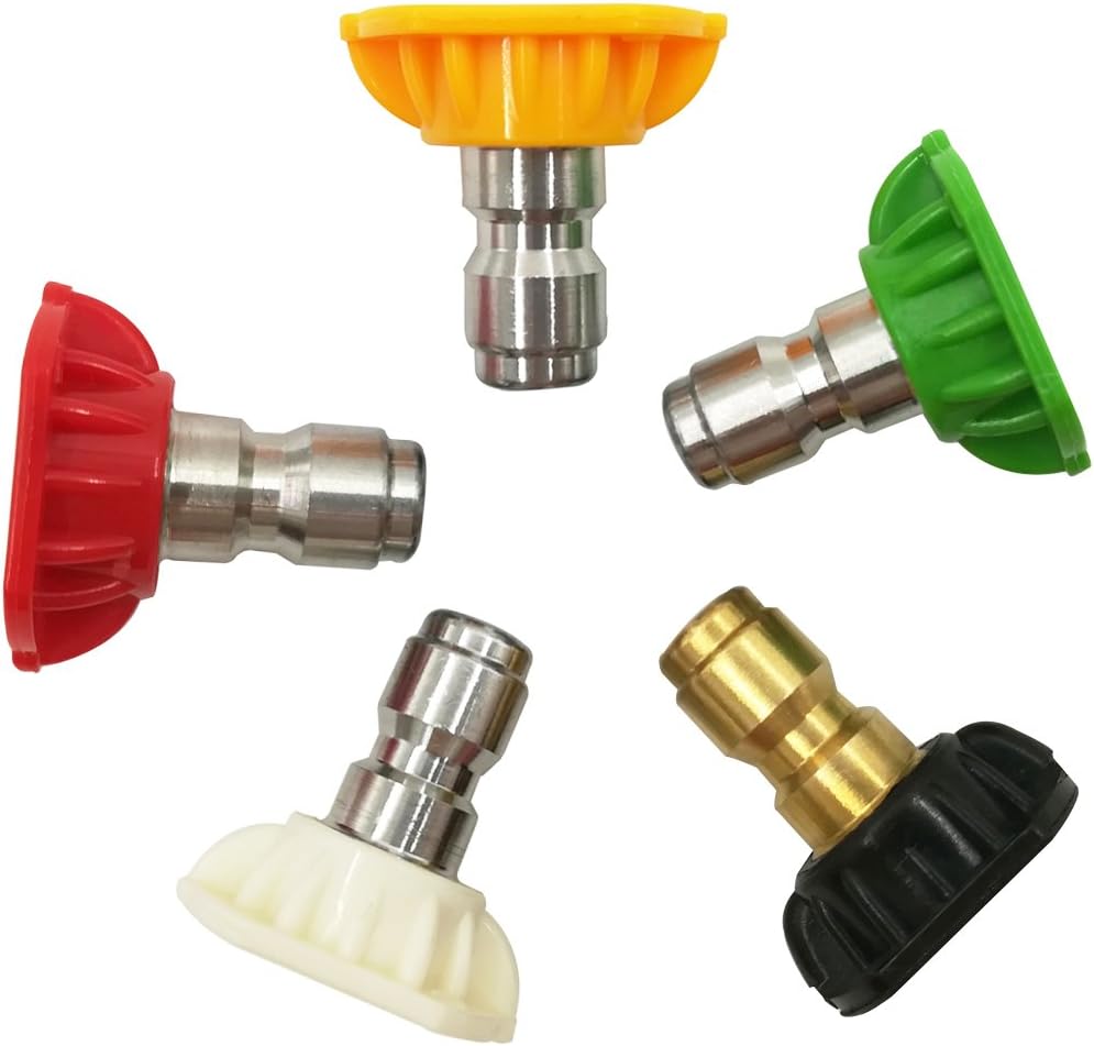 CREEXEON Pressure Washer Spray Nozzle Tips 1/4 Quick Connect, Multiple Degrees 5 pack