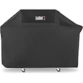 WOBER COVER 63-Inch Grill Cover for Weber Genesis 300, Heavy Duty BBQ Cover with Straps, Black, 63W x 25.6D x 43.4H inches