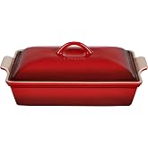 Le Creuset Stoneware Covered Rectangular Casserole, 12" x 9", Cerise | 4 qt. (12" x 9")