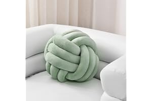 Sioloc Soft Knot Ball Pillows,Round Throw Pillow Cushion Home Decoration Plush Pillow,Throw Knotted Pillow Handmade Round Plush Pillow（10.6inches,Green）