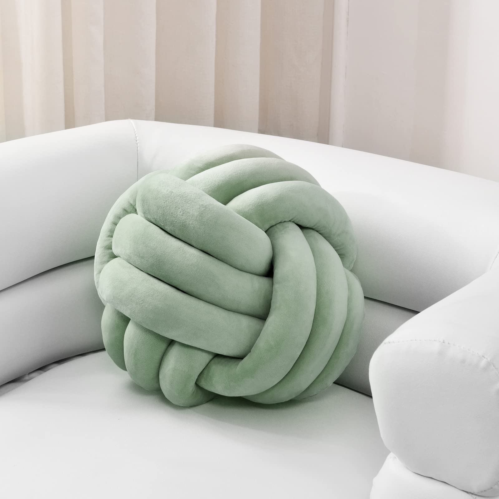 Sioloc Soft knot ball pillows,round throw pillow cushion Home Decoration Plush Pillow,Knotted Pillow Handmade Pillow(10.6inches,Green)
