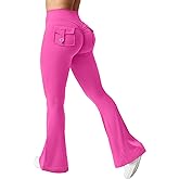 YEOREO CoreFlex Flare Leggings with Pockets for Women Scrunch Workout Leggings Butt Lifting Gym Yoga Pants