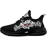 coolcustomize Men's Skull Running Shoes Lightweight Cushion Sports Walking Shoes Cool Non Slip Gym Training Breathable Tennis Shoes