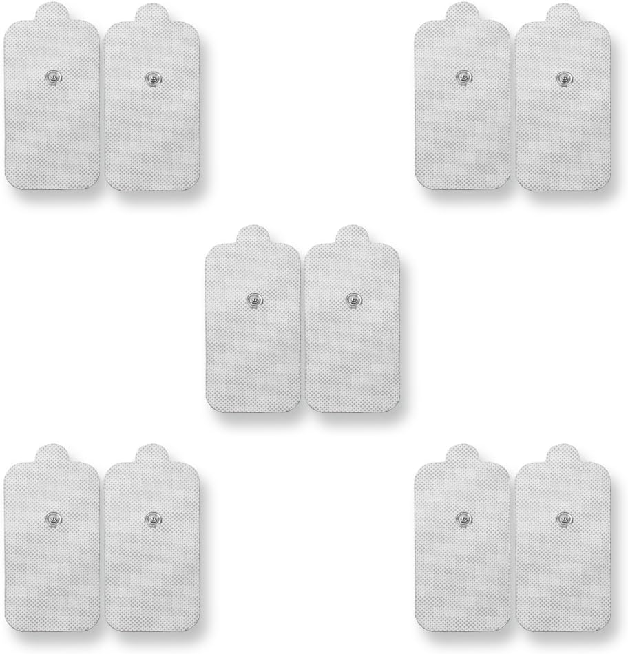 NueMedics Premium Quality Large Replacement Pads for TENS Units - 5 Pairs of Snap TENS Unit Electrodes (10 TENS Unit Pads) - 2" x 4" -