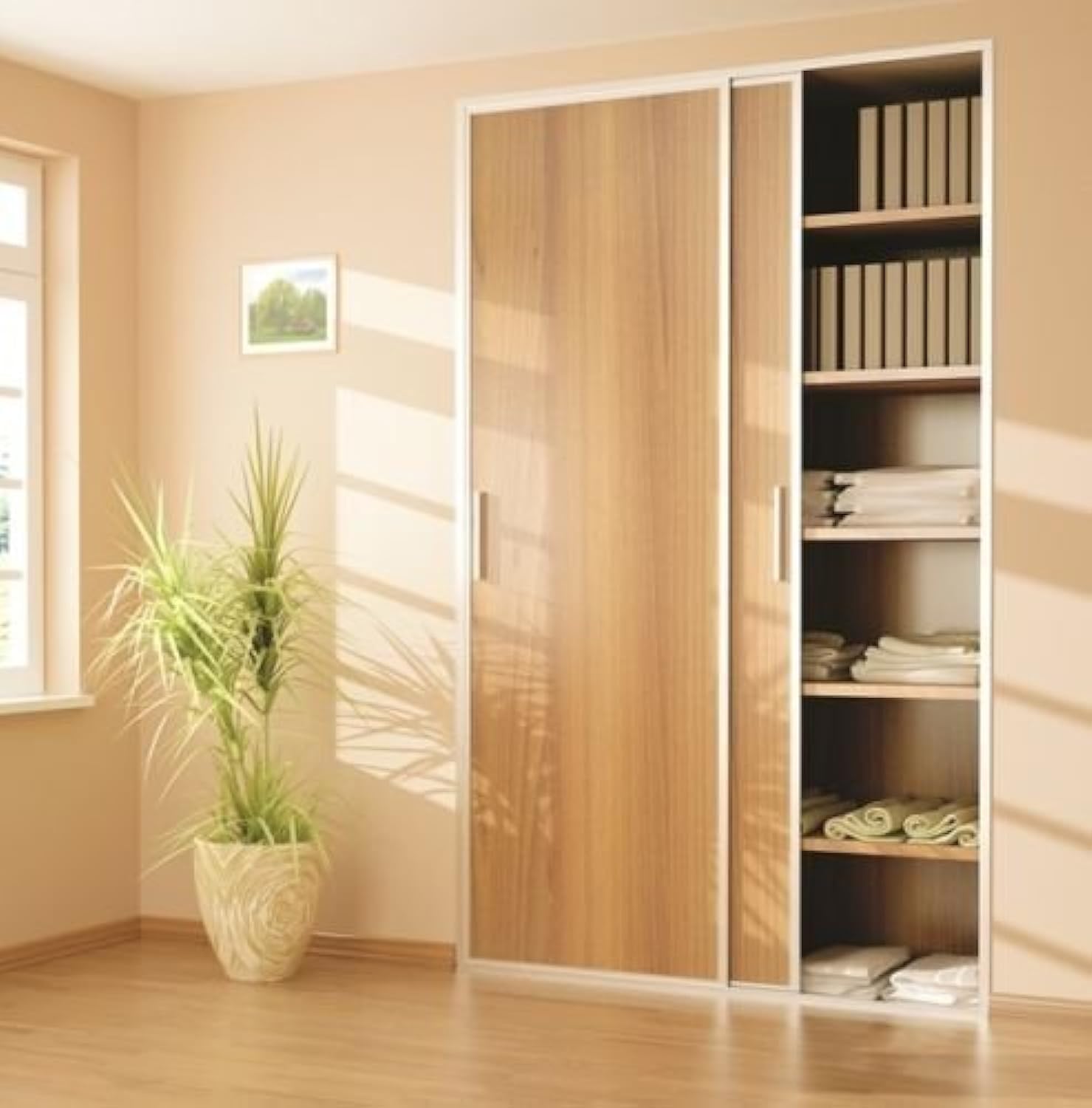 Sliding Wardrobe 2 Door 1800mm Twin Track Gear System ARES 2 Roller Internal Cupboard 70kg