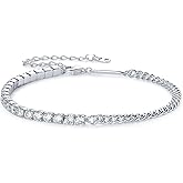 EONFUN Moissanite Tennis Bracelet 2.2cttw D Color VVS1 925 Sterling Silver Adjustable Cuban Link Bracelet for Women or Men