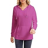Necooer Womens Hoodie Sweatshirts Casual Long Sleeve Tunic V Neck Pullover Tops