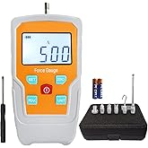 Digital Electronic Pull Gauge Tester 110LB/500N Force Gauge Push-Pull Meter Tension Compression Pressure Testing Thrust Meter Peak Mode with 6 Kinds of Probe and Extension Rod (110LB 500N)
