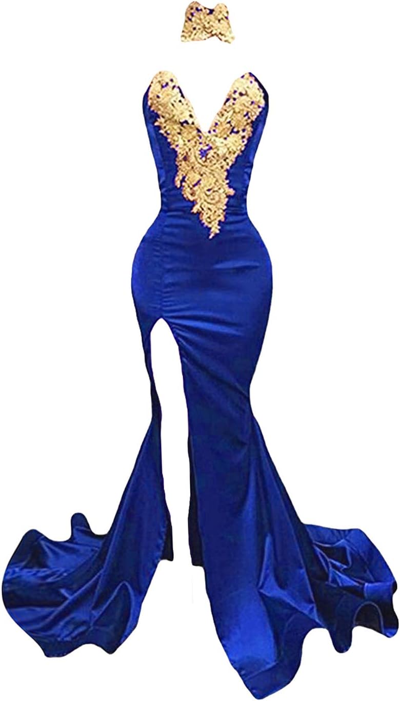 Dressesonline Women's V Cut Mermaid Prom Dress s Long Split Evening Formal Dress
