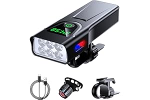Yoyotager Ultra Bright Bike Light Set, Multifunction Bicycle Lamp, Rechargeable Bicycle Headlight & Taillight, 5 Modes with S