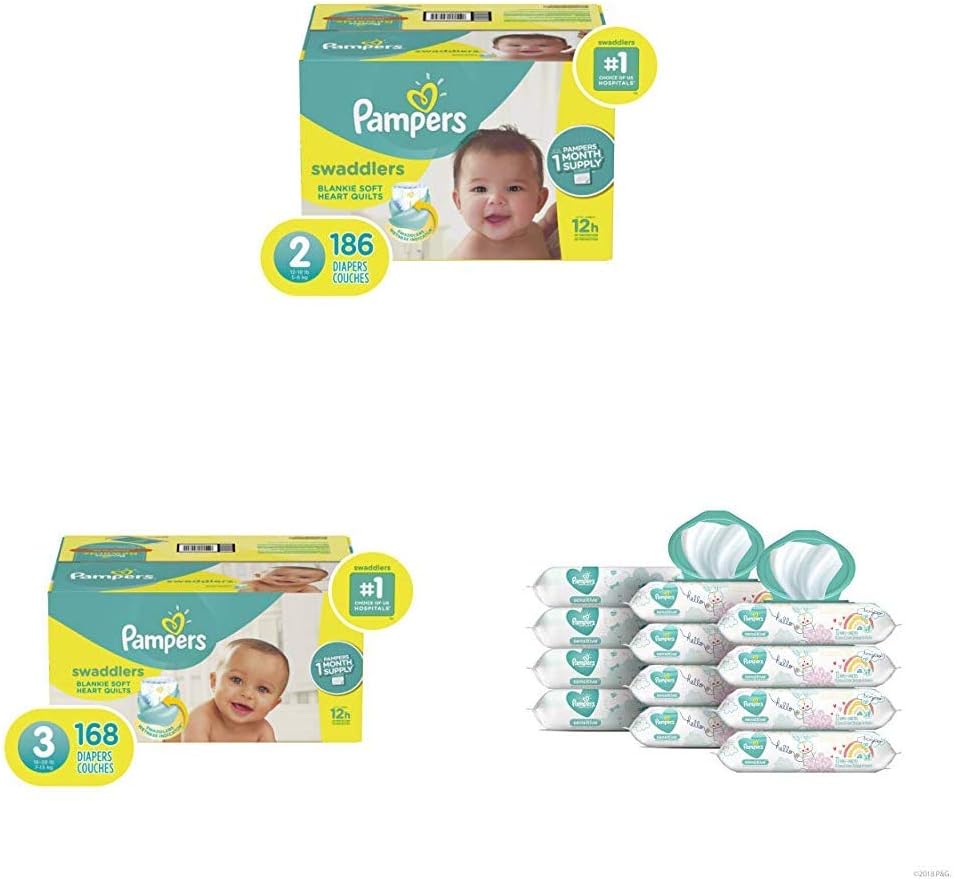 pampers swaddlers size 2 diapers 186 ct box