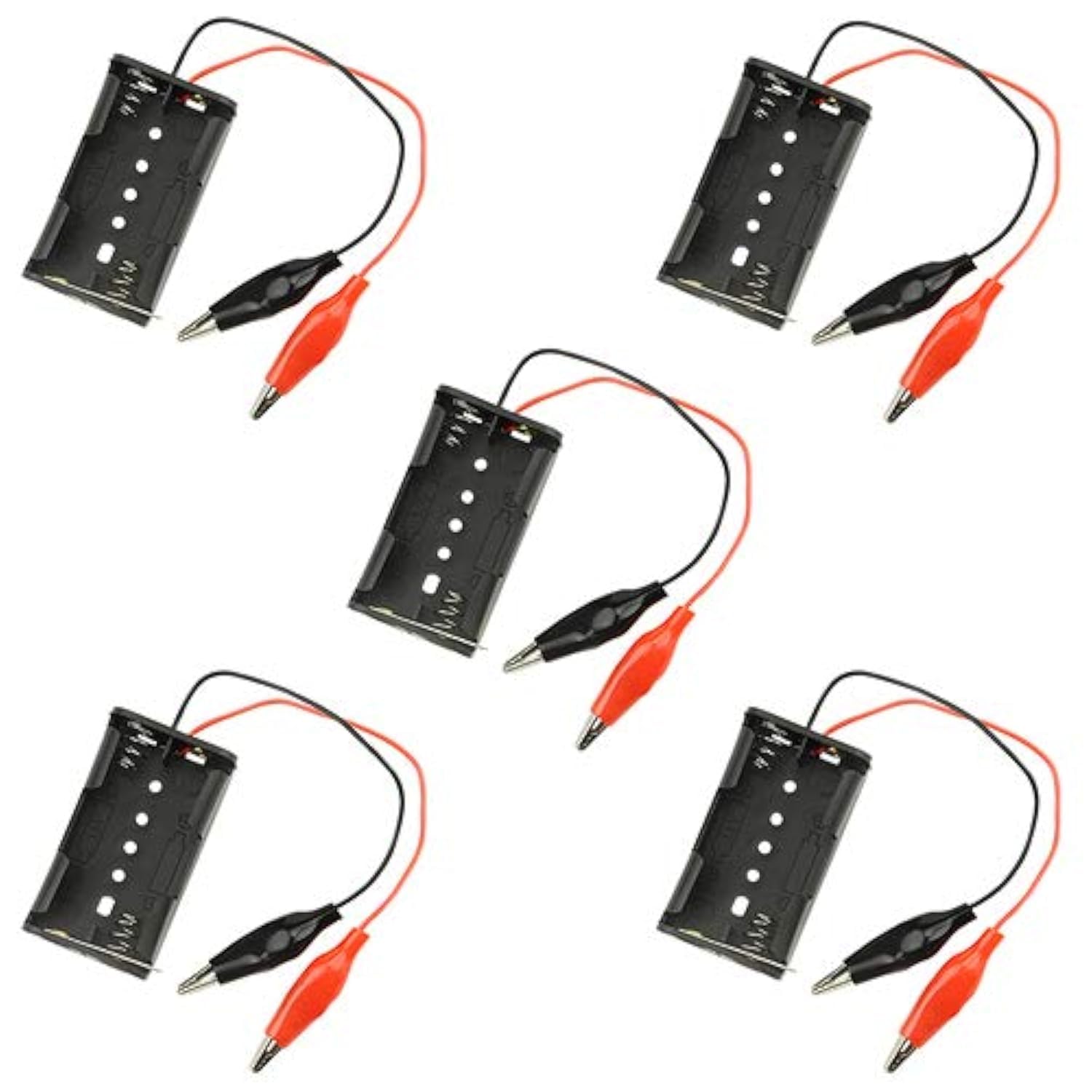 WMYCONGCONG 5 PCS 2x 1.5V AA Battery Holder with Alligator Clips