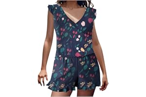 LEODYE Romper Swimsuits for Women Ruffle Sleeve Swimsuits Shorts One Piece Bathing Suit Romper Swimsuit with Built in Bra
