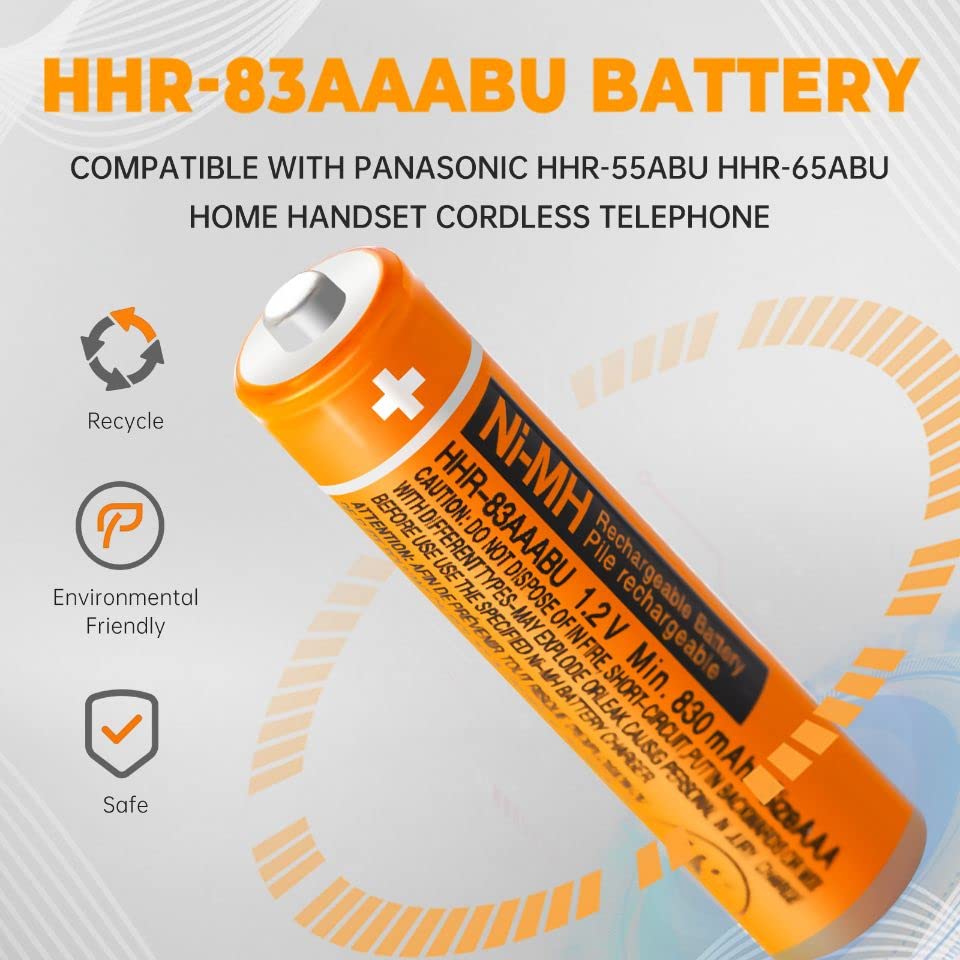 4 Packs HHR83AAABU NIMH AAA Rechargeable Cordless Phones Battery, 1