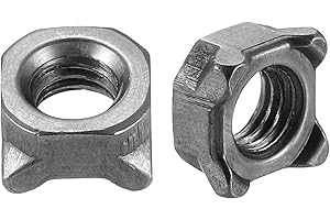 uxcell Weld Nuts, M6-1 Square UNC Carbon Steel Machine Screw Gray 10Pcs