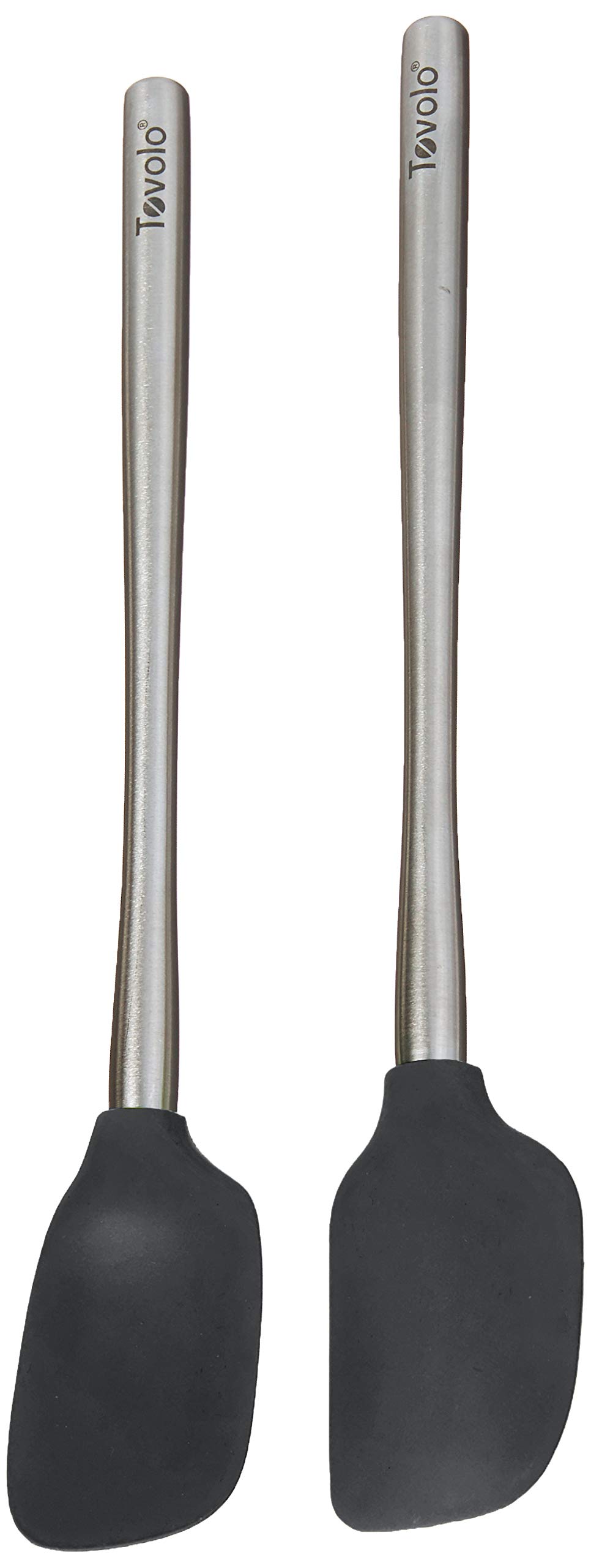 Tovolo Flex-Core Stainless Steel Handled Mini Spatula & Spoonula, Charcoal - Set of 2
