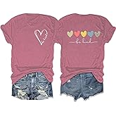 Be Kind Shirt Women Heart Leopard Printed Teacher T-Shirt Cute Kindness Graphic Motivational T Shirt Tops