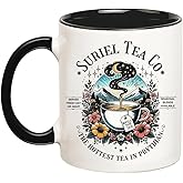 Flosunwer Suriel Tea Co Mug, Book Lover Gift for Women Smut Reader, Spill the Tea Mug, 11 Oz Novelty Coffee Mug, Black