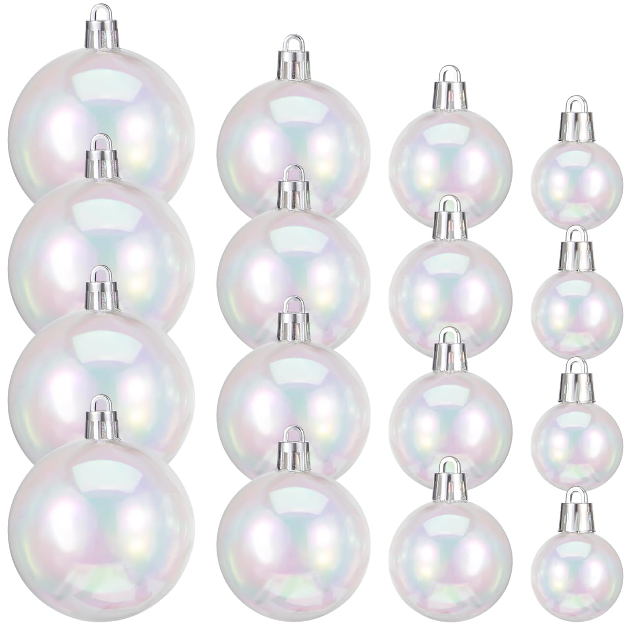 Housoutil Christmas Iridescent Baubles, 18PCS Christmas Ball Ornaments, Plastic Iridescent Ornaments Balls, DIY Xmas Tree Hanging, Shatterproof for Party W