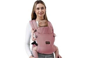 BethBear Baby Carrier Newborn to Toddler 7-45 lbs with Natural Material, Ergonomic Design,Versatile and Adjustable,Hands Free for Moms&Dads,Pink