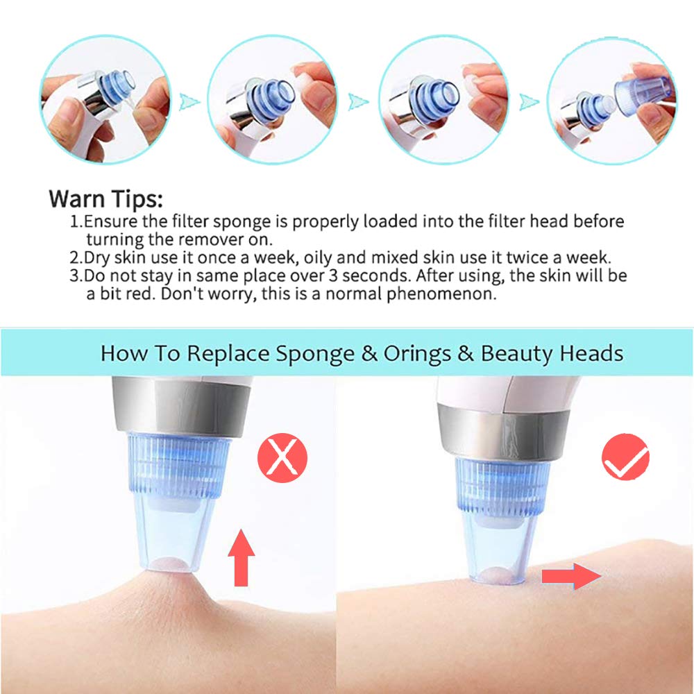 Blackhead Remover Blackhead Vacuum Cleanser, AIKOTOO Pore Vacuum Suction Remover—Blackhead Extractor Tool Set with 4 Replaceable Suction Heads, Facial Blackhead Vacuum …