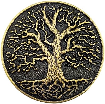 Lanxy Antique Gold Tone Tree Of Life Roots Branches Round Belt Buckle For Mens