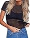 Women's Short Sleeve Long Sleeve Bodycon Clubwear Sheer Pure Mesh Tops T Shirts