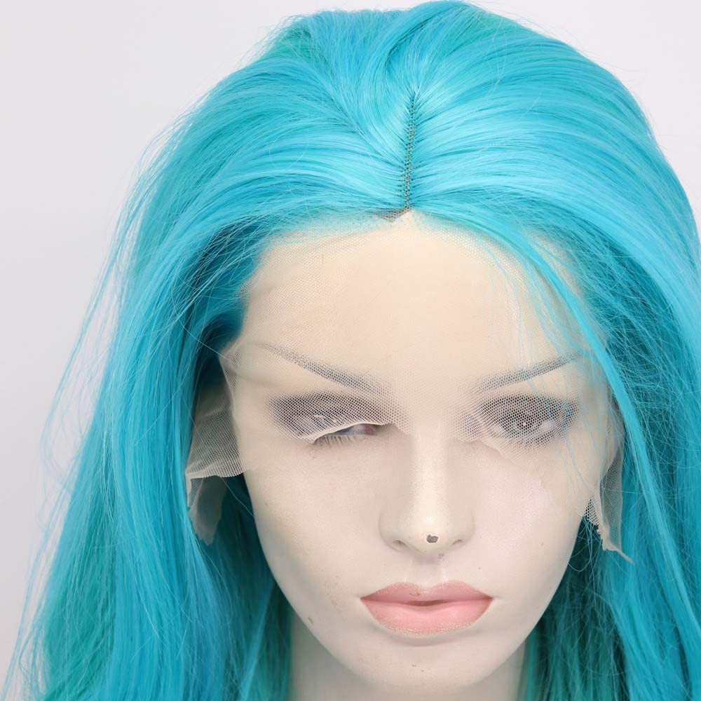 Xiweiya Wigs Blue/Green Wig Synthetic Mixed Color Lace Front Wigs Long Wavy Wig Heat Resistant Fiber Natural Hairline Wigs Cosplay — image 1