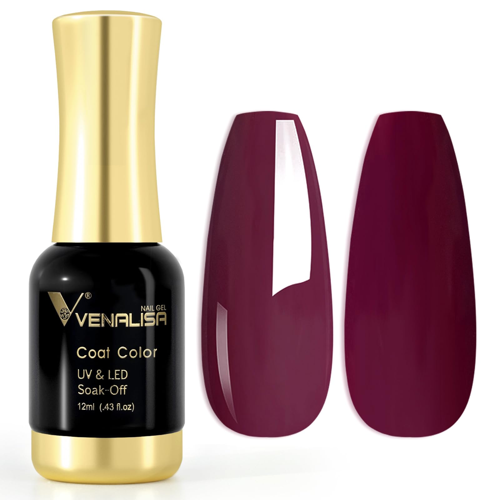 VENALISA 12ml Amaranth Red Gel Nail Polish Soak Off Nail Lamp UV LED Natural Nail Gel Polish Nail Art DIY Manicure French Gifts, 0.43 OZ