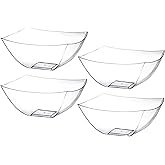4 Pack Disposable Clear Plastic Serving Bowls Square Party &amp; Candy 16oz | Square Design. Disposable Party Tableware. Salad, Fruit &amp; Candy Use. Candy Buffet Containers. Clear Plastic.