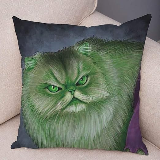 HandMadeViet Cat Throw Pillow Covers Super Soft Short Plush