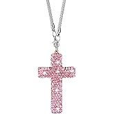 YALOJE Crystal Cross Car Rear View Mirror Charm, Bling Rhinestone Car Hanging Accessories